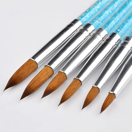 6-Piece Blue Rhinestone Nail Art Kit with UV Gel Nail Polish Painting Drawing Manicure Tools Made of Durable Nylon Brush Pens