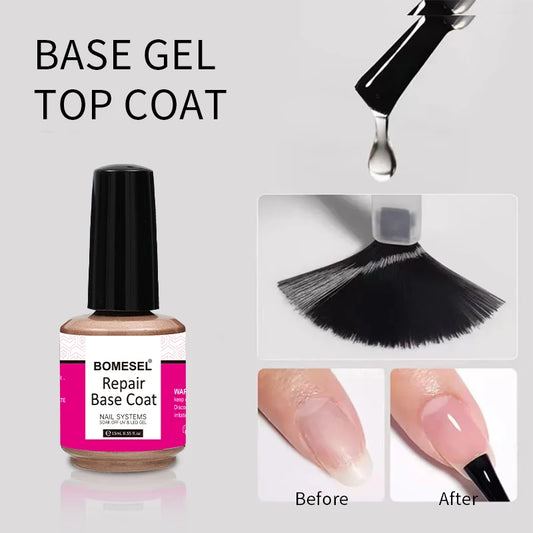 UV LED 15ml Gel Nail Repair Base Coat Soak-Off Surface Primer Adhesive Function Top Base Coat for Nail Art Damaged Nails Repair