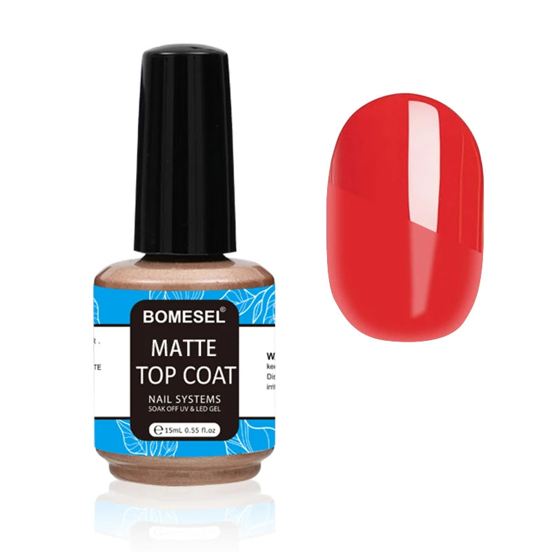 BOMESEL OEM Private Label Design Gel Matte Top Coat and Base Coat Factory Supplying Frosted Gel Nail Polish Topcoat