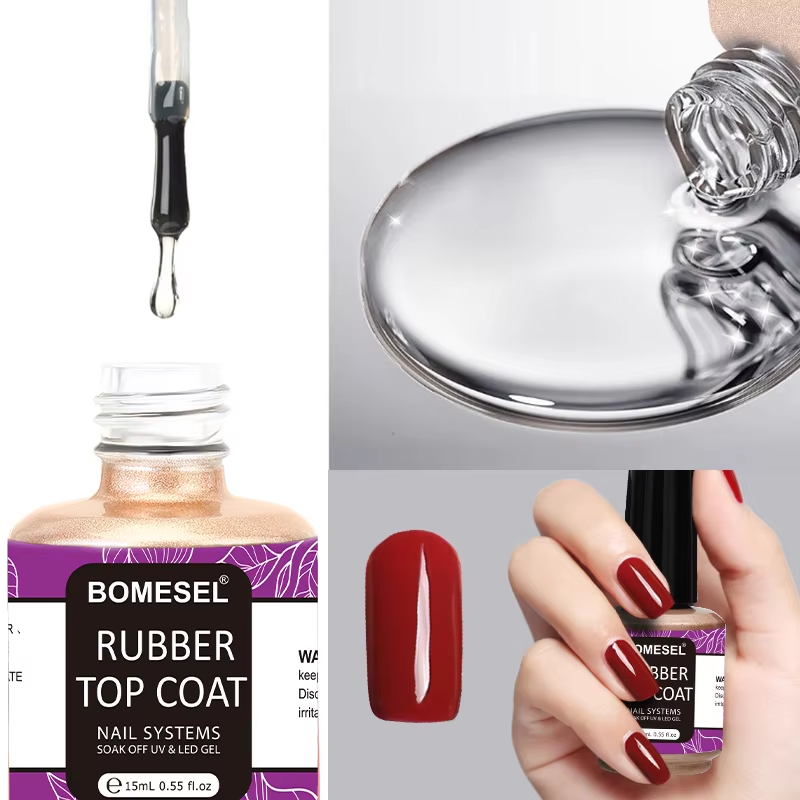 High Flexibility 15ml Nail Top Coat with Durable Rubber Top Enhanced Bonding Protective Top & Base Coat