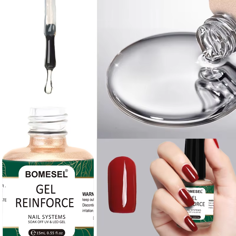 High Gloss 15ml Gel for Nail Art Reinforces Natural Nail Strength Long-lasting Base & Top Coat with Smooth Texture