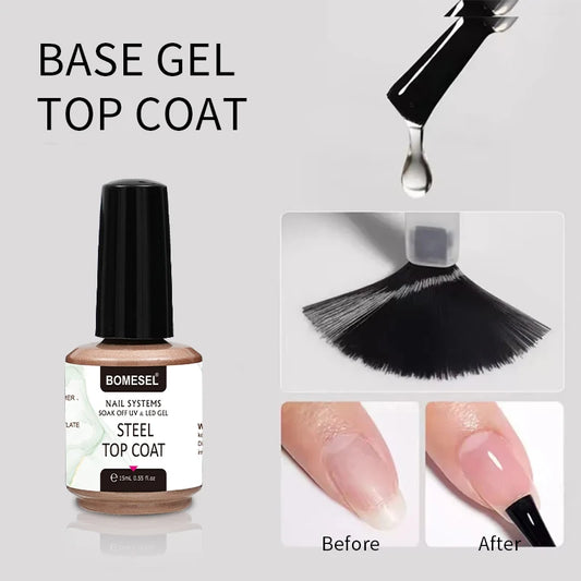 OEM/ODM Private Label UV Gel Nail Polish Tempered Steel LED Lamp Resin Plastic Bottle Top & Base Coat for Salon Art Use