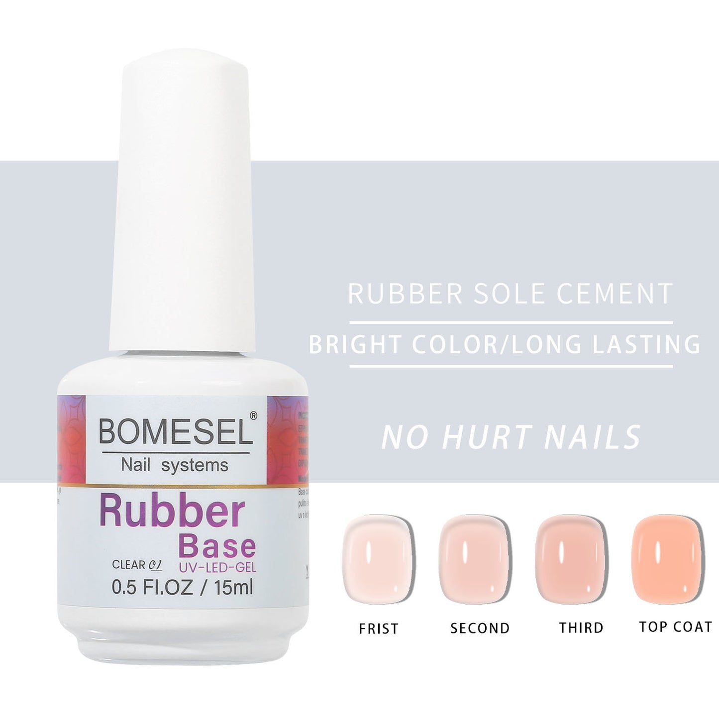 15ml Uv Gel Polish Non-Toxic Color Glue Natural Material Rubber Base Coat 2 in 1