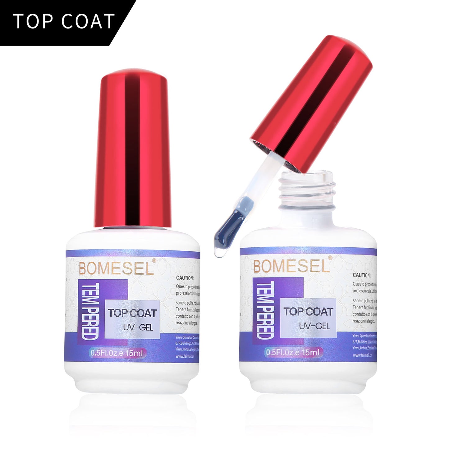 15ml UV Gel Nail Non Toxic Top Coat No Wipe Top Coat Resin Material Tempered Top Coat
