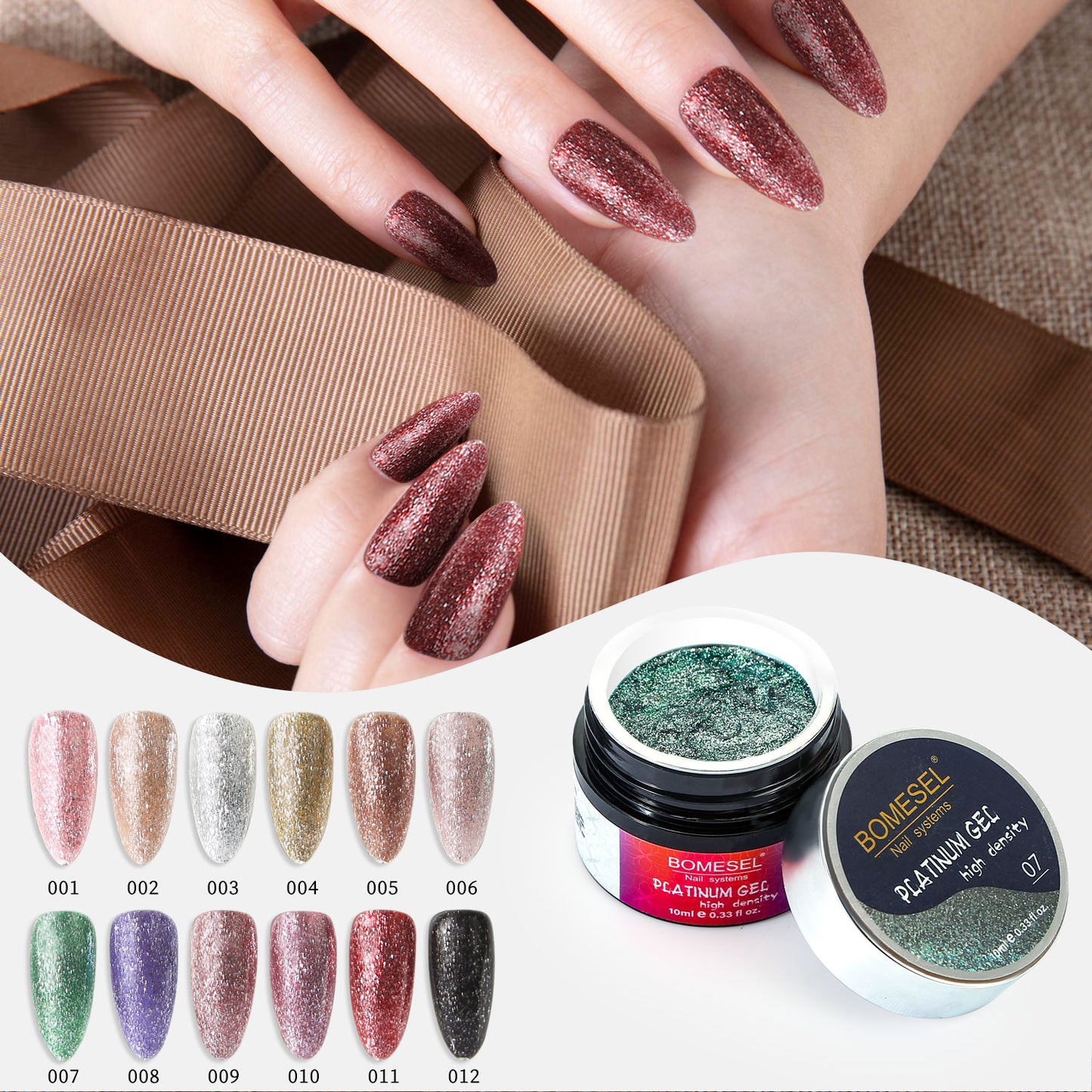 10ml Sparkling Platinum Gels UV Lamp Soak off UV Nail Polish Gel for Nail Salon