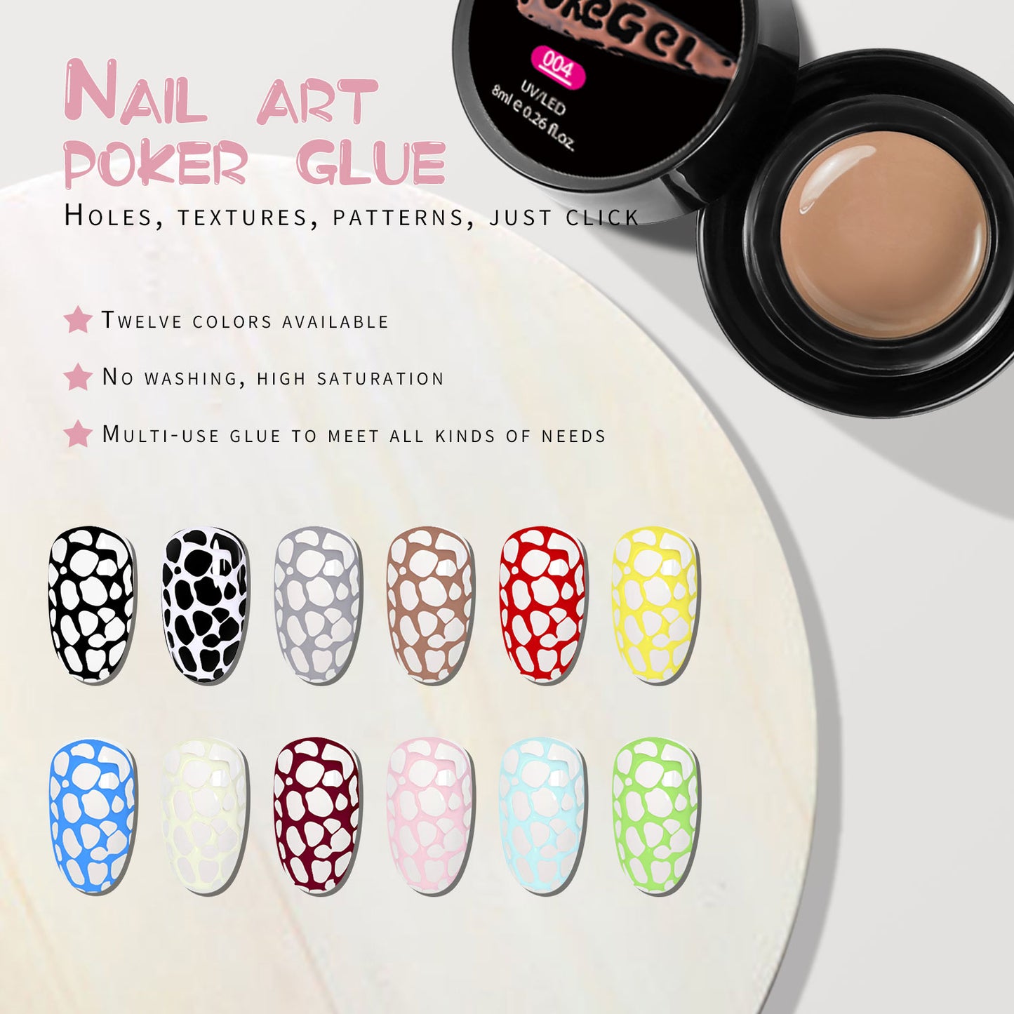 New Arrival 8ml Poking Gel 12 Colors Poke Gel Set With Special Base Coat OEM/ODM UV/LED Free Design Poke Gel Nail Polish