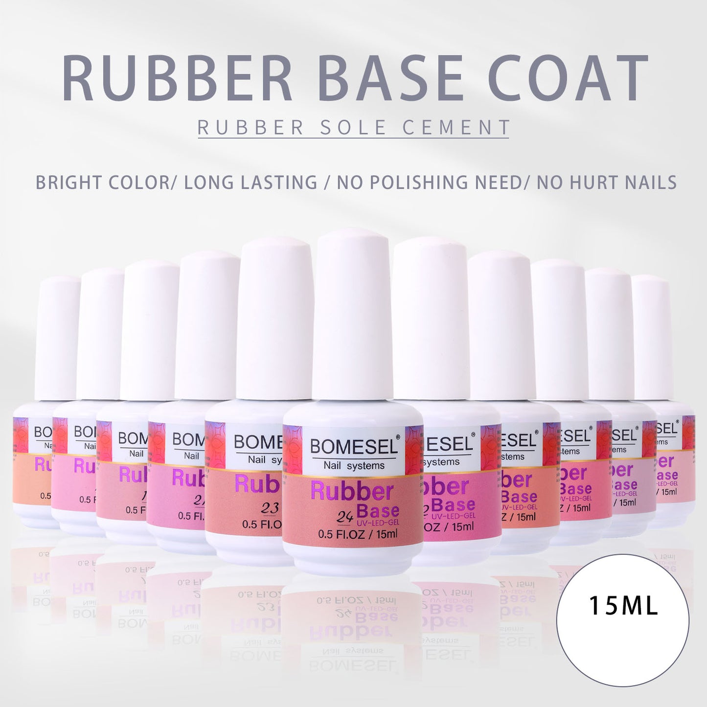 15ml Uv Gel Polish Non-Toxic Color Glue Natural Material Rubber Base Coat 2 in 1