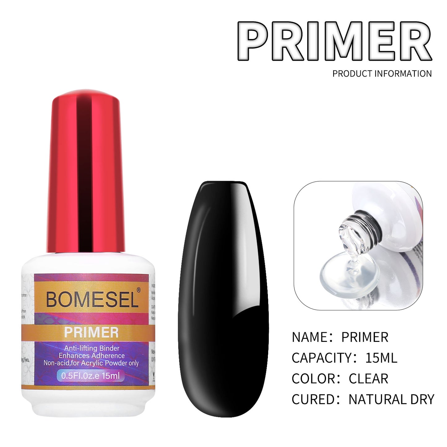15ml Air Dry Nail Primer Gel Polish No Acid Free Vegan Acrylic Powder Primer