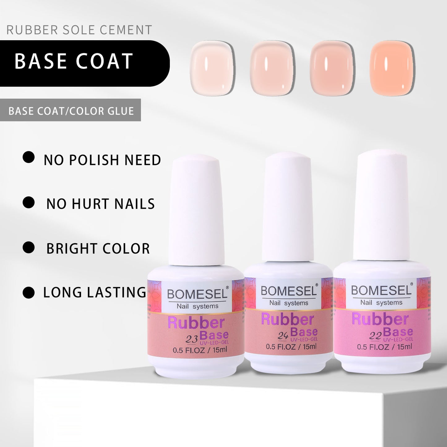 15ml Uv Gel Polish Non-Toxic Color Glue Natural Material Rubber Base Coat 2 in 1