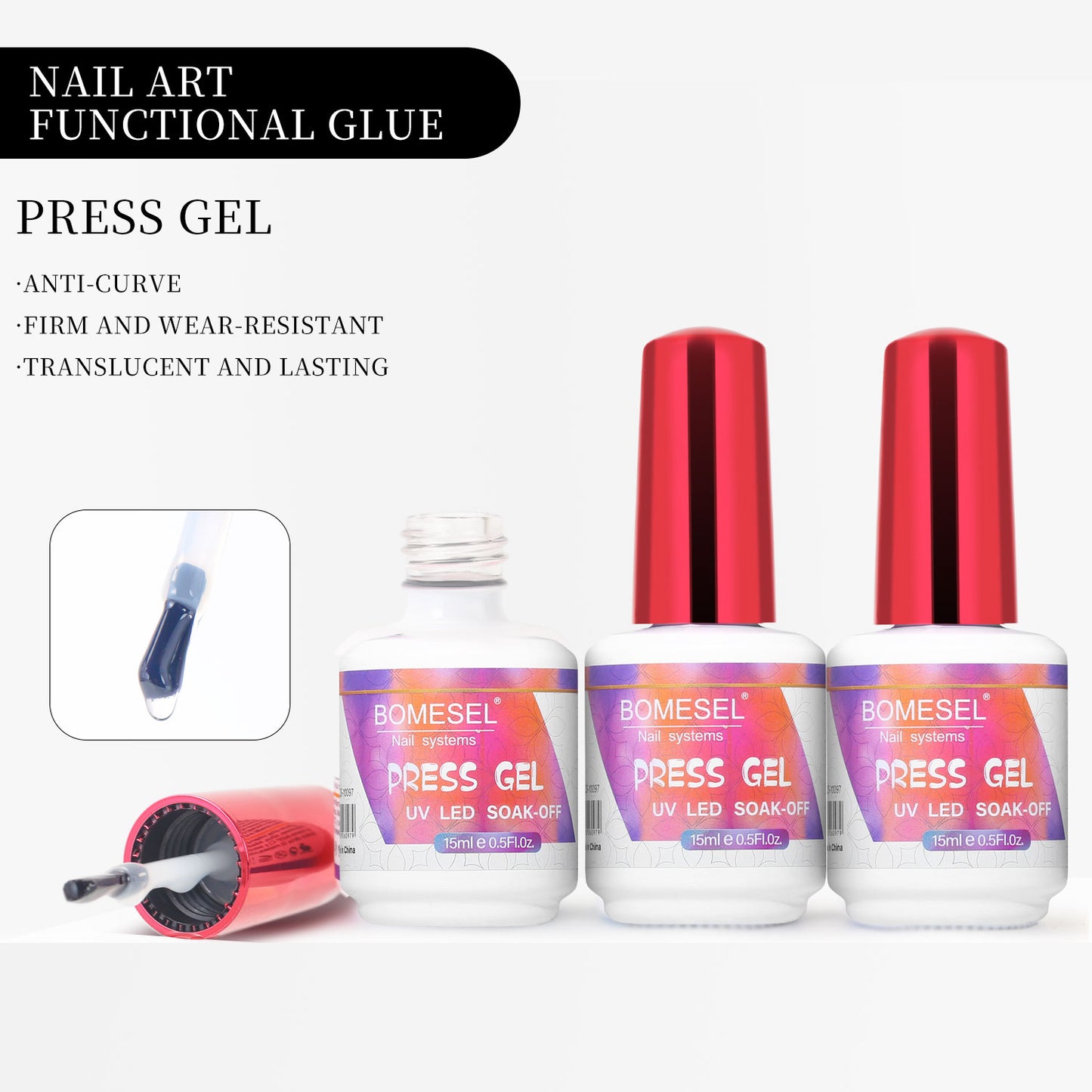 15ml UV LED Gel Glue for Press on Nail Tips Manicure Extension Nail Tips Gel