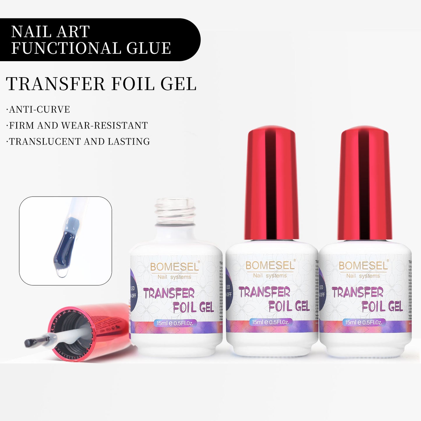 15ml Clear Transfer Foil Gel Hard Soft Gel in a Bottle for Nails Lamp Transfer Gel