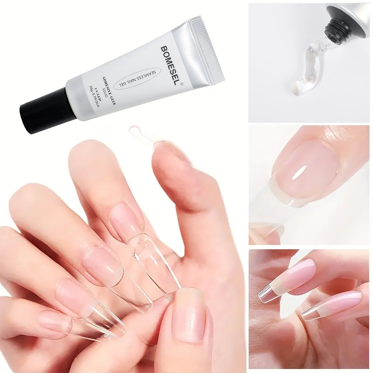 New Upgraded Formula 20g Solid Nail Tips Gel Long Lasting Super Strong Adhesive Nail Glue Gel for Press on Nails
