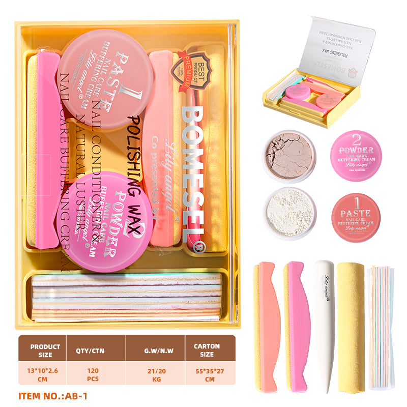 Professional Nail Polishing Wax Kit Nail Art Decoration Varnish With Sheepskin Buffing Buffer Tools