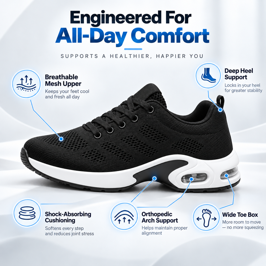 Shoes™ Pro All Black — 12-Hour Shift Shoes for All-Day Foot, Knee & Back Pain Relief