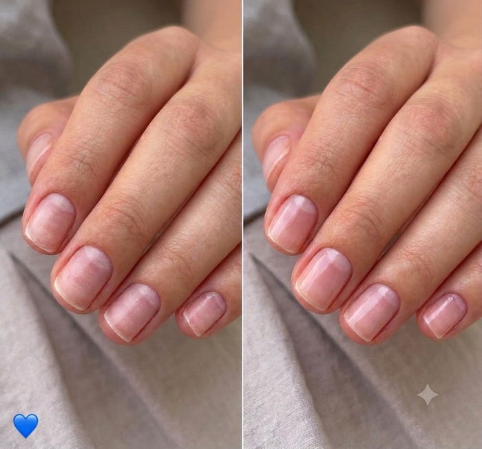 Before and after nail result