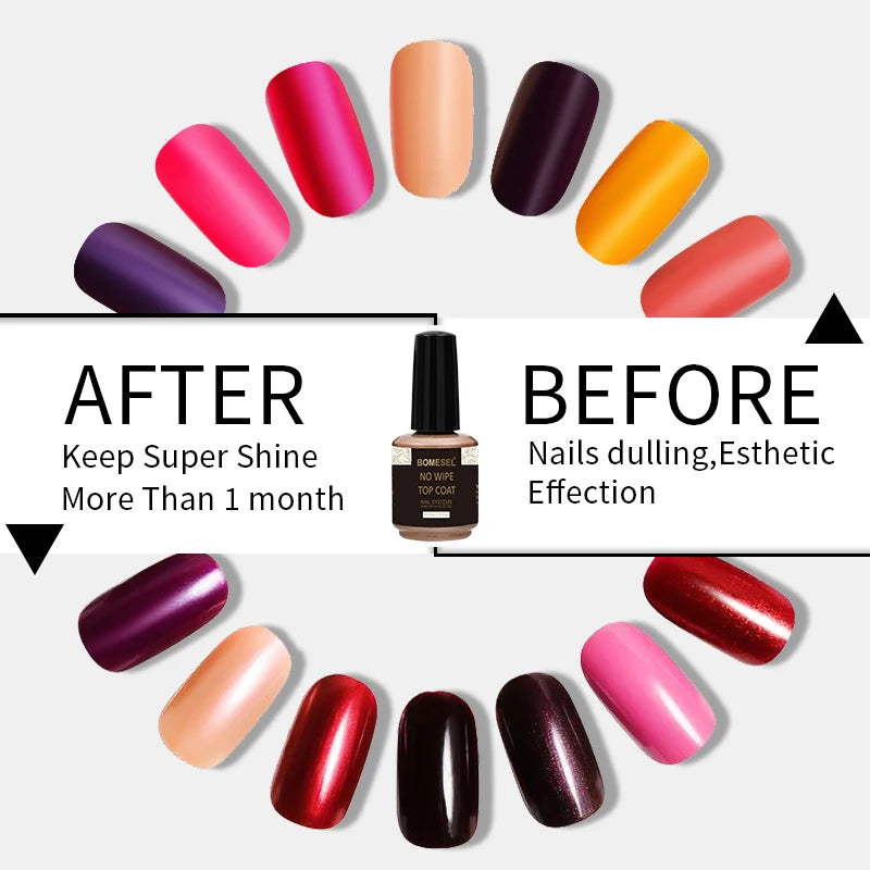 Factory Direct Sales OEM Custom 15ml High Shine Gel Nail Polish Top Coat No Wipe Top Coat