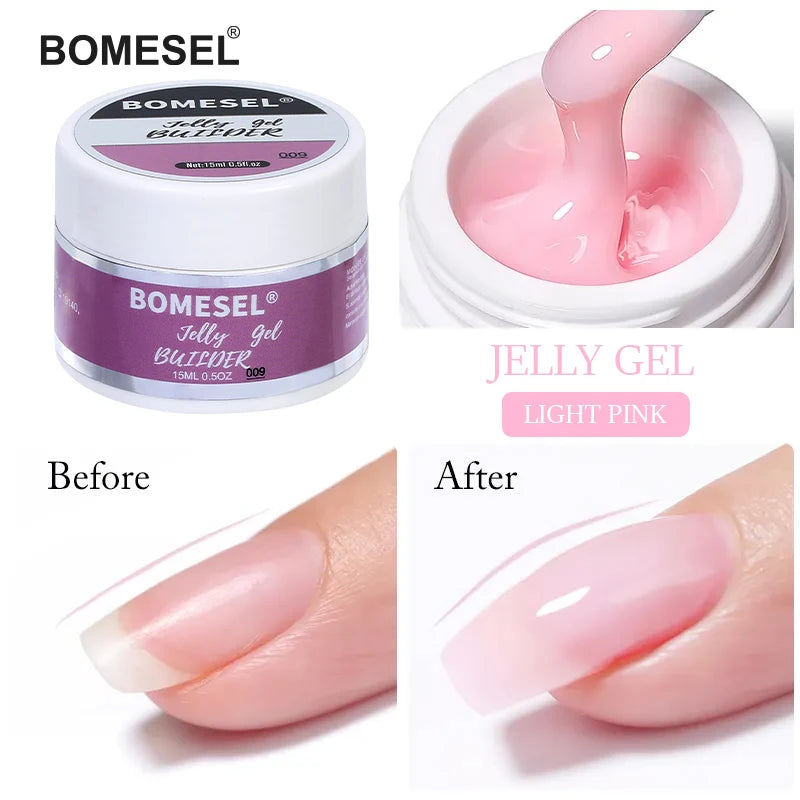 2024 OEM Self-Leveling UV Gel Nail Extension Builder Private Label Hard Jelly Gel Construction for DIY LED Lamp Source Bottle