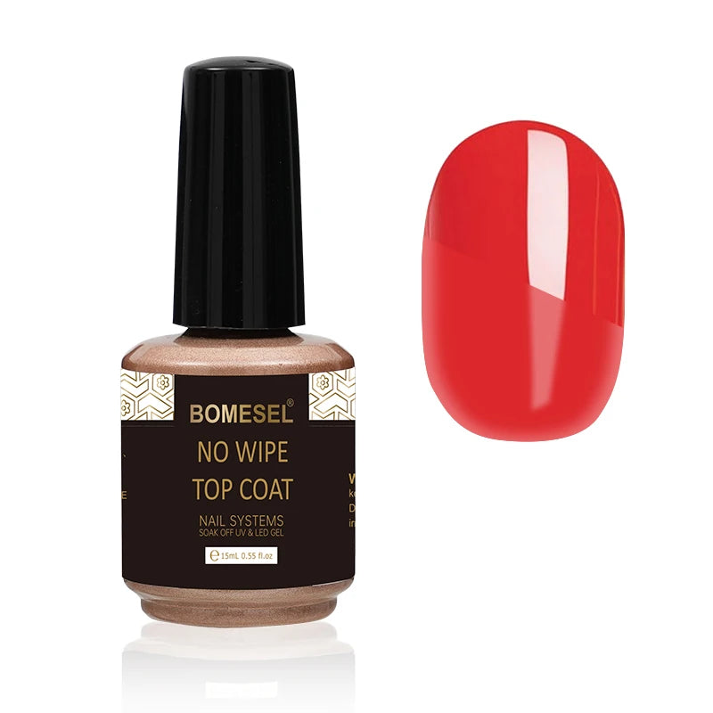 Factory Direct Sales OEM Custom 15ml High Shine Gel Nail Polish Top Coat No Wipe Top Coat