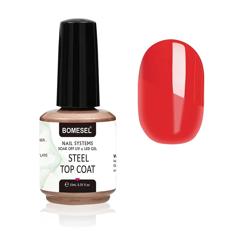 OEM/ODM Private Label UV Gel Nail Polish Tempered Steel LED Lamp Resin Plastic Bottle Top & Base Coat for Salon Art Use