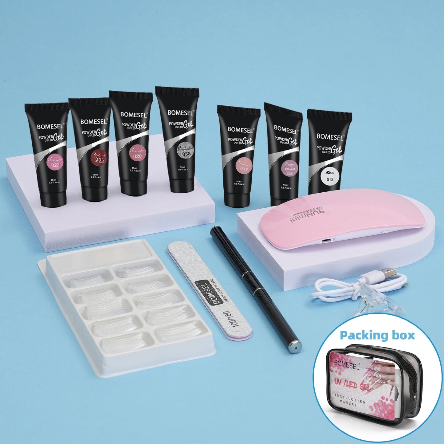 Nail Art Extension Glue Set Gel Polish Double-ended Brush Nail Art Crystal Nail Extension All Product Kit