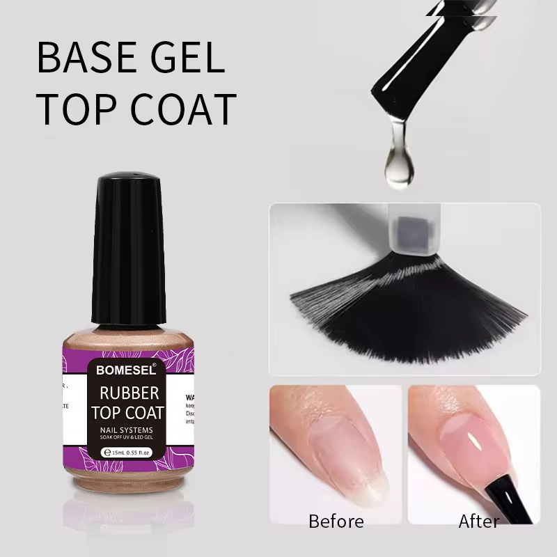 High Flexibility 15ml Nail Top Coat with Durable Rubber Top Enhanced Bonding Protective Top & Base Coat