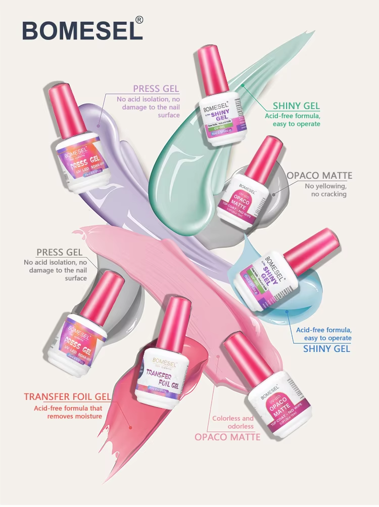 BOMESEL Professional DIY UV Gel Nail Polish 15ml LED Source French Style OED Function Sustainable Resin Free Top Model Wholesale
