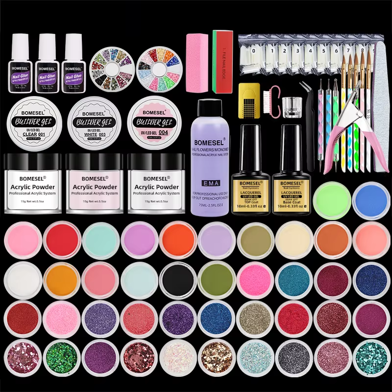 2024 Hot Sale Full Manicure Set Crytal Acrylic Nail Kit with UV Gel & Acrylic Powder Brush Nail Art Kits Accessory