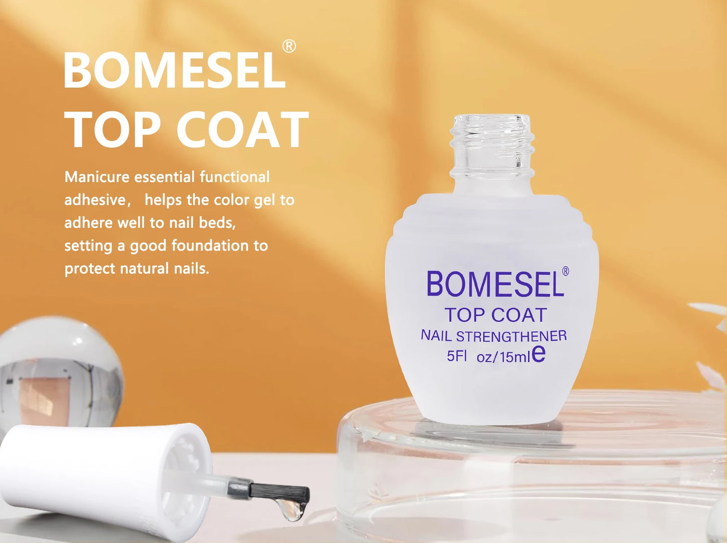 Custom Super Shiny Nail Coat Top Gel Lasting Clear UV LED Tempered Topcoat with High Shine Non-Wipe Nail Gel Top Coat