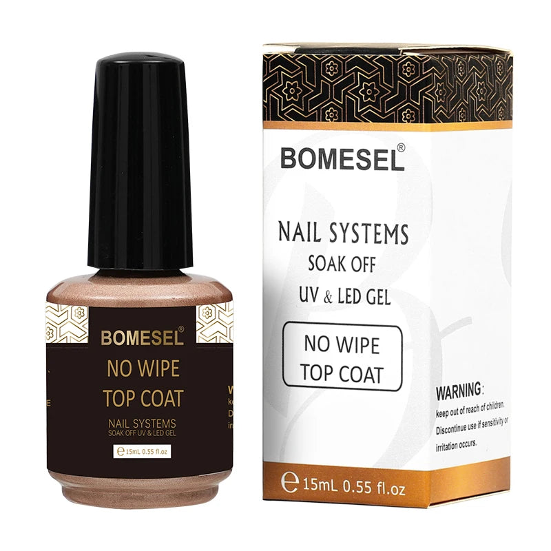 Factory Direct Sales OEM Custom 15ml High Shine Gel Nail Polish Top Coat No Wipe Top Coat