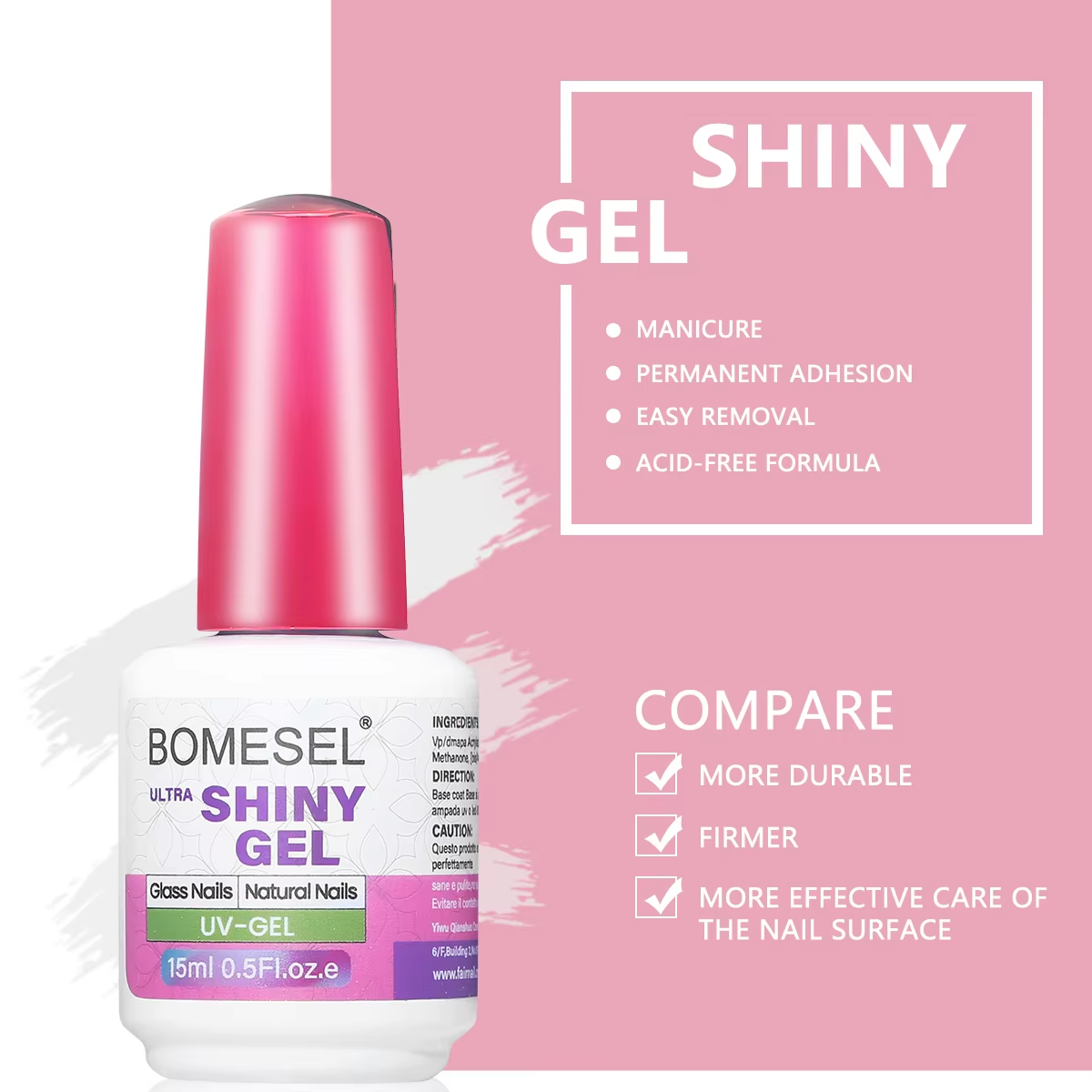BOMESEL Professional DIY UV Gel Nail Polish 15ml LED Source French Style OED Function Sustainable Resin Free Top Model Wholesale