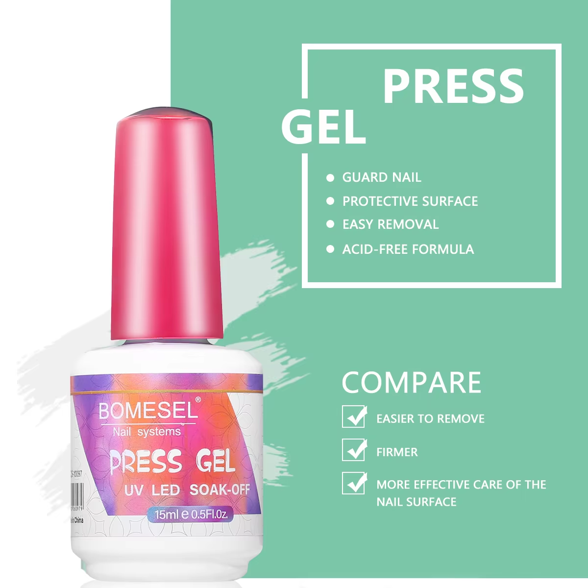 BOMESEL Professional DIY UV Gel Nail Polish 15ml LED Source French Style OED Function Sustainable Resin Free Top Model Wholesale