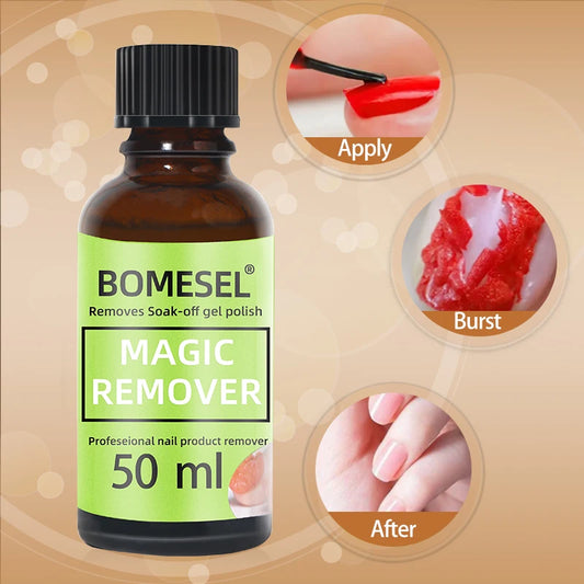 Professional 50ml Magic UV Gel Polish Remover Easy Apply and Soak-Off Nail Product for Wholesale Liquid Nail Supplies