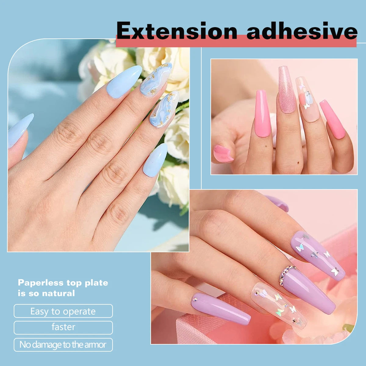 Nail Art Extension Glue Set Gel Polish Double-ended Brush Nail Art Crystal Nail Extension All Product Kit