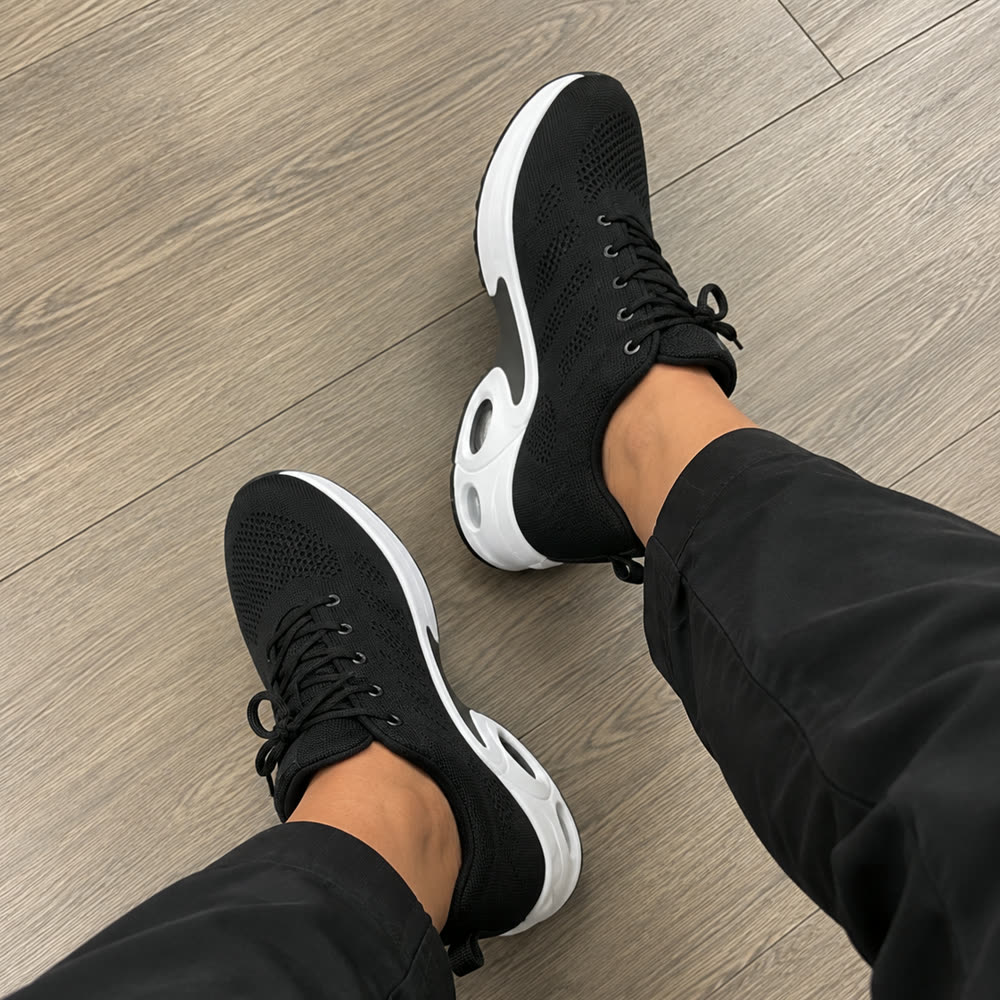 The black pair worn with everyday clothes