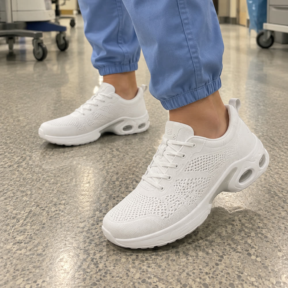 The white pair still clean at the end of a shift